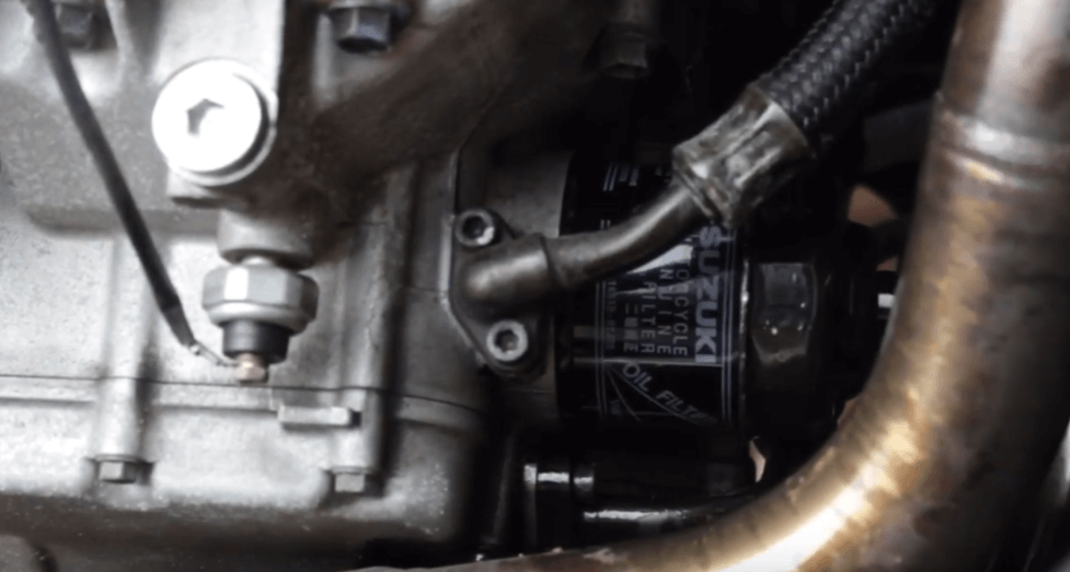 Suzuki GSXR motorcycle oil filter installation