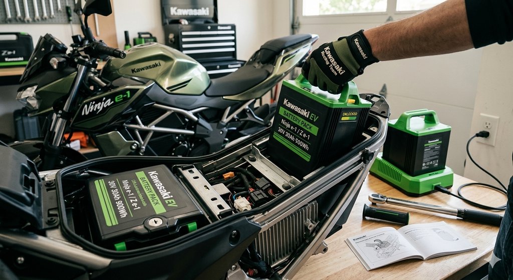 Kawasaki Ninja e-1/Z e-1 removable battery system