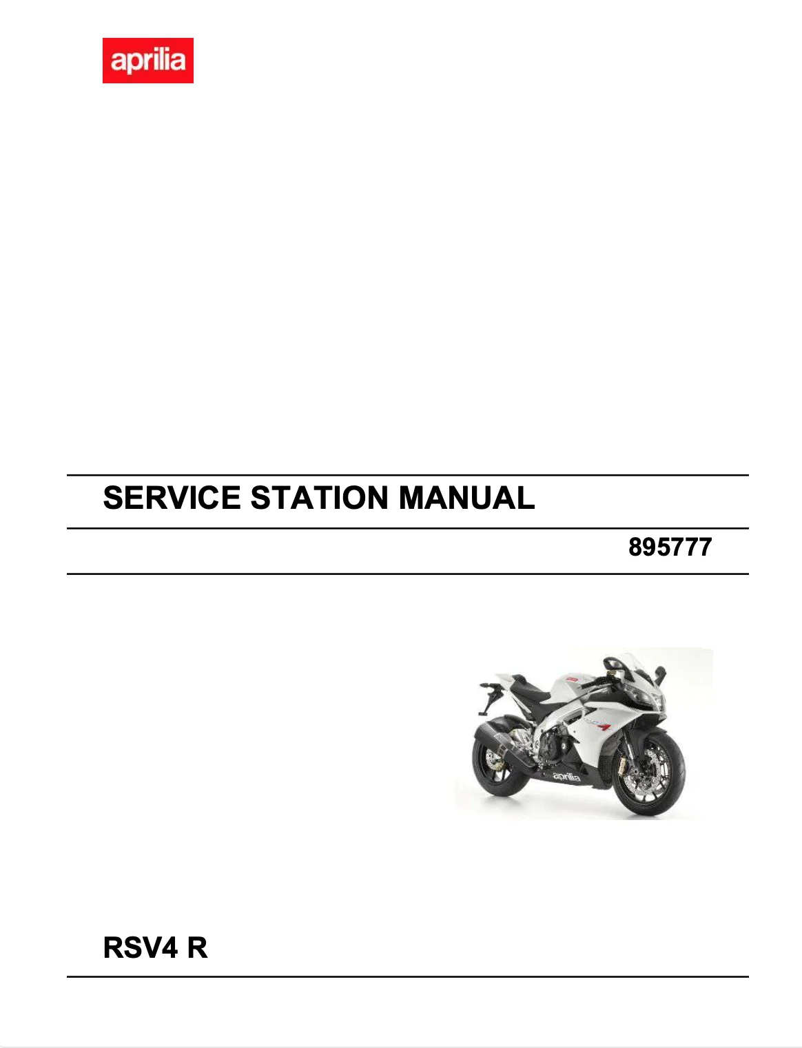 Aprilia RSV4 R models 2005 to 2012 (1st Gen.) original motorcycle manufacturer's PDF repair manual download