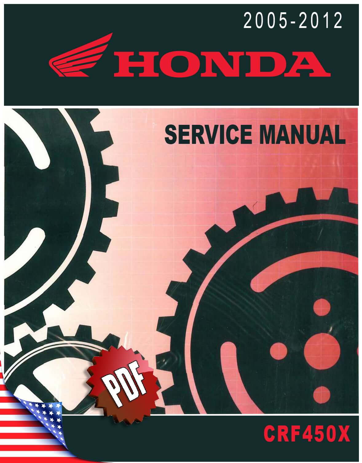 Honda CRF450X (carburated) models 2005-2017 original motorcycle manufacturer's PDF repair manual download