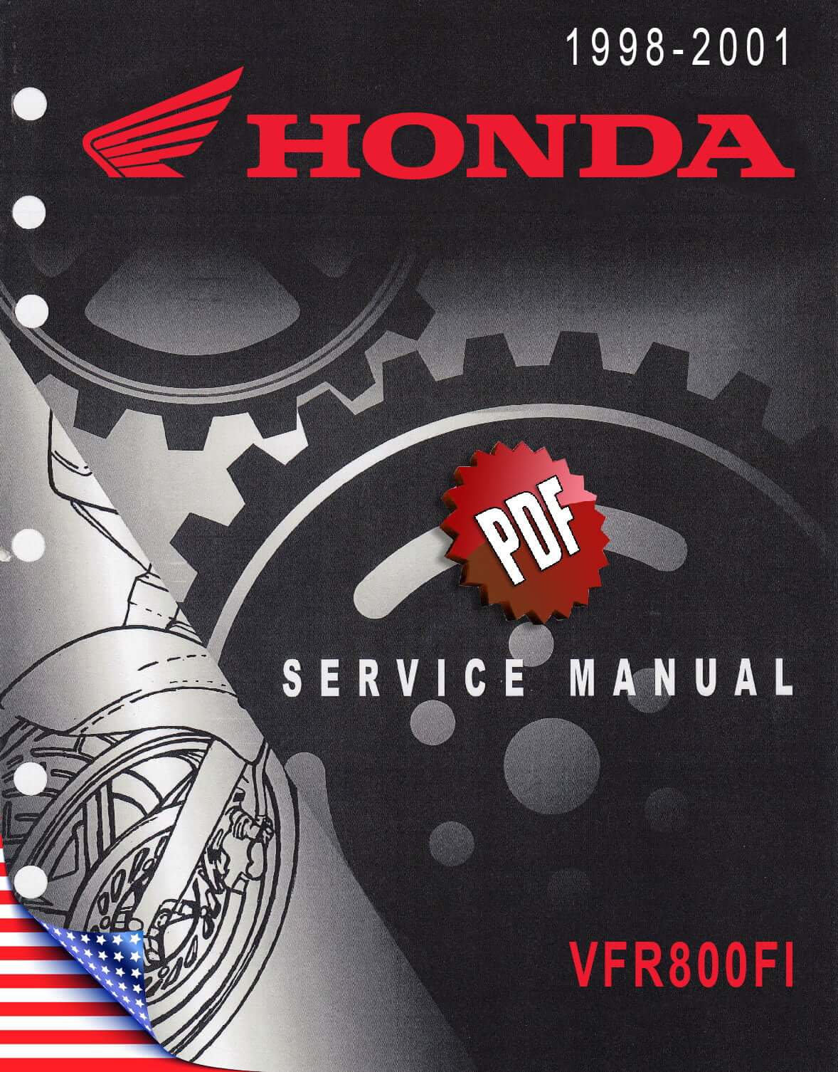 Honda VFR800FI (5th gen.) models 1998-2001 original motorcycle manufacturer's PDF repair manual download