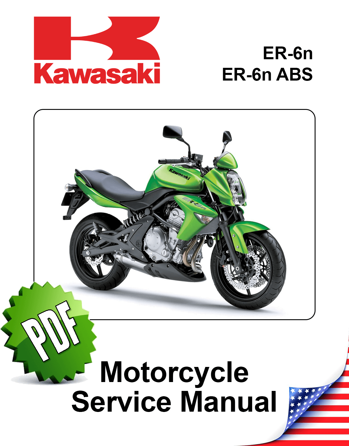 Kawasaki ER-6n models 2012 to 2015 original motorcycle manufacturer's PDF repair manual download
