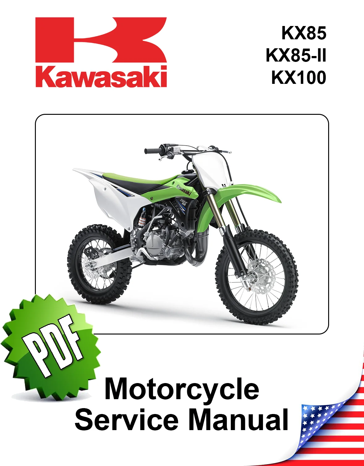 Kawasaki KX85/KX100 models 2014 to present original motorcycle manufacturer's PDF repair manual download