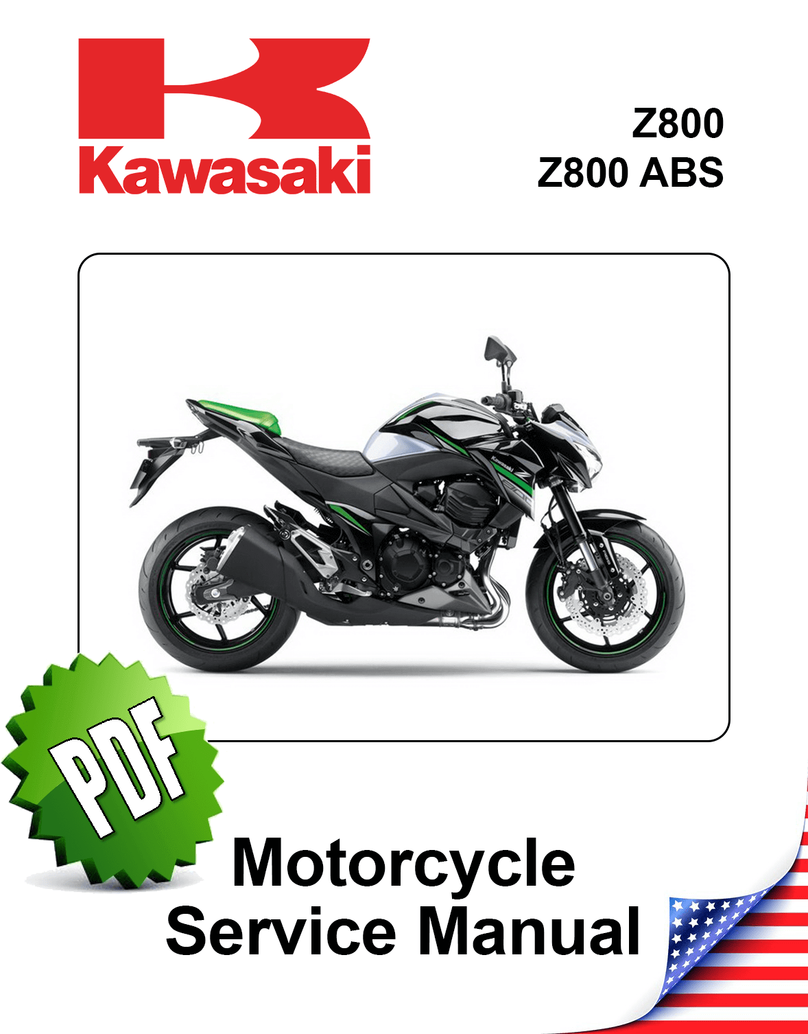 Kawasaki Z800 models 2013 to 2016 original motorcycle manufacturer's PDF repair manual download