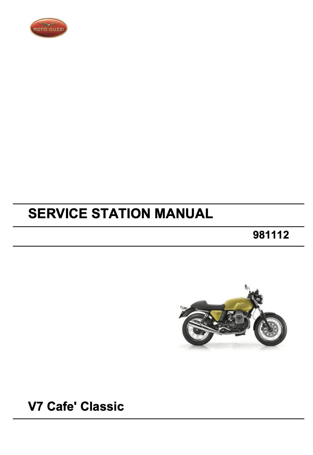 Moto Guzzi Breva V7 Café Classic 2008 until later Service Manual original motorcycle manufacturer's PDF repair manual download