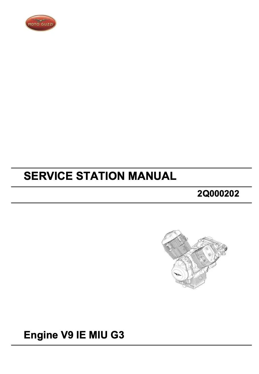 Moto Guzzi Engine V9 IE MIU G3 Service Manual 2016