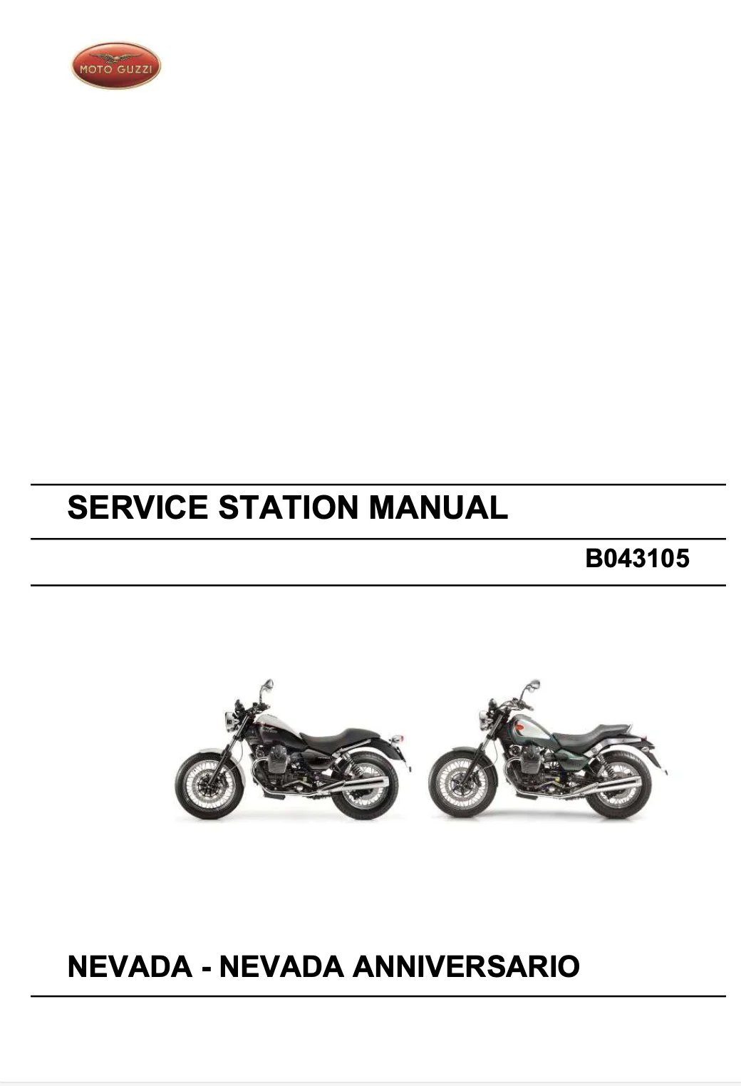 Moto Guzzi Nevada Anniversario models 2004 to 2013 Service Manual original motorcycle manufacturer's PDF repair manual download