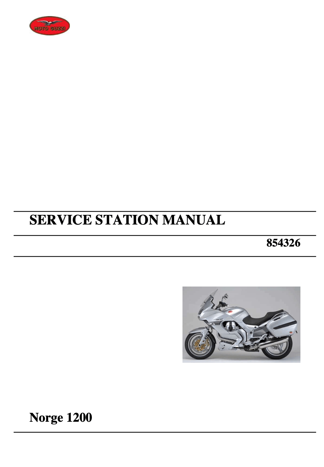 Moto Guzzi Norge 1200 2006 to 2016 original motorcycle manufacturer's PDF repair manual download