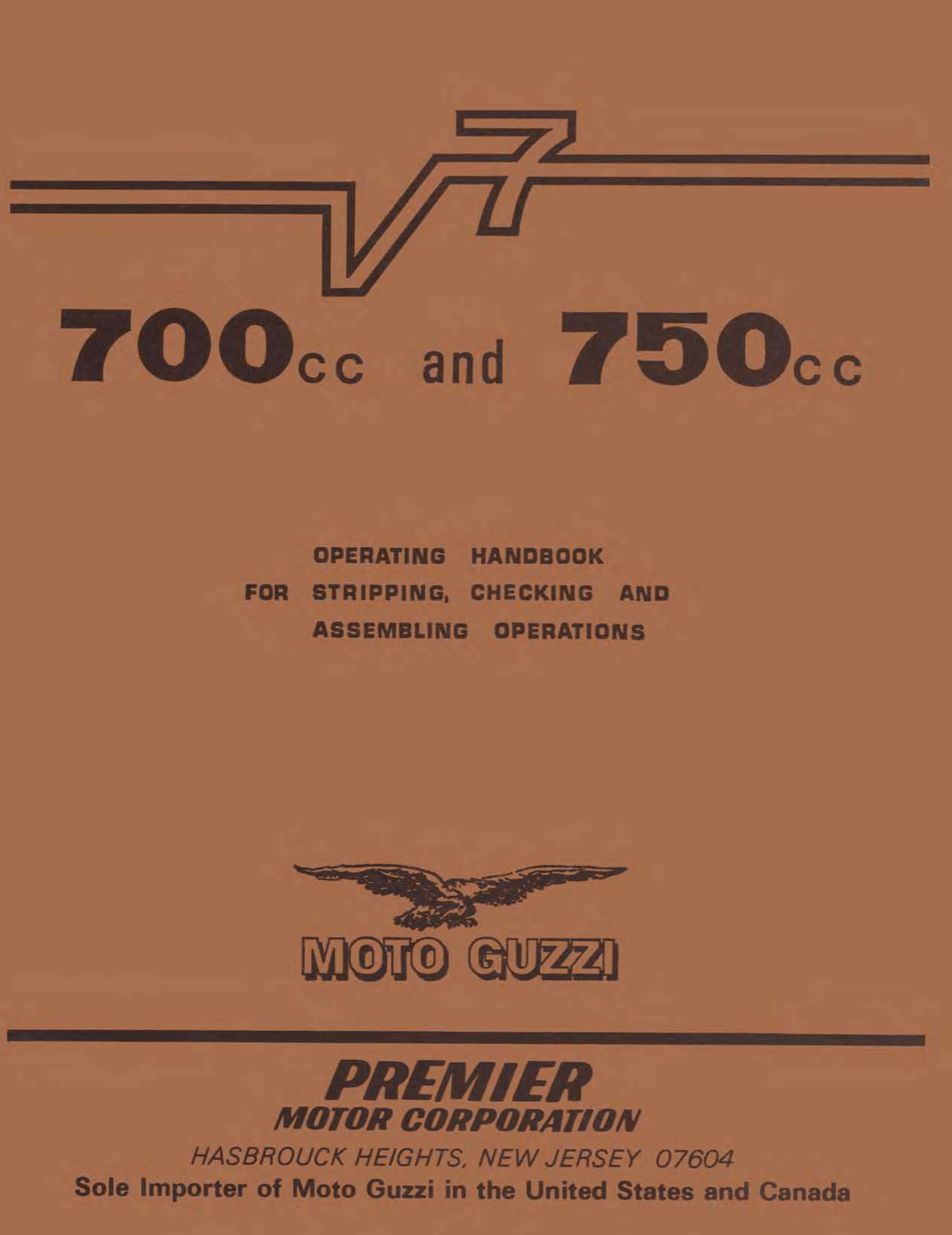 Moto Guzzi V7 700/750 models 1965 to 1969