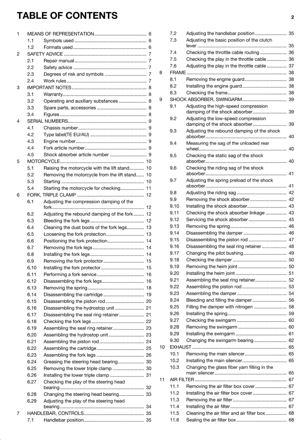 Husqvarna TE 250/TE 300 (2014-15) - PDF Service Manuals