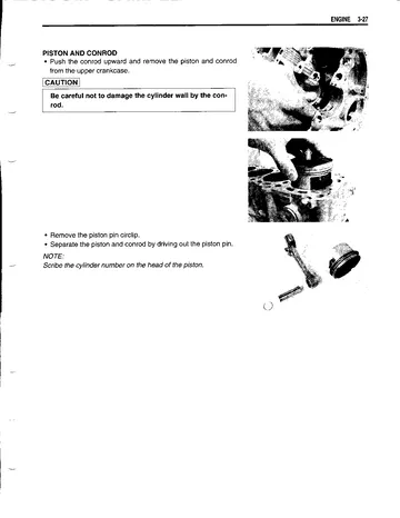 Suzuki GSX-R1000 Service Manual (2003) Sample Preview: Piston and connecting-rod service procedure with factory photographs