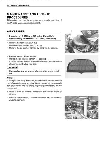 Suzuki GSX-R1000 Service Manual (2005-2006) Sample Preview: Factory periodic maintenance and tune-up procedures