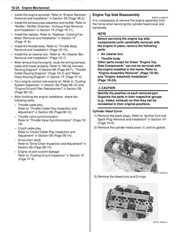 Suzuki GSX-R1000 Service Manual (2009) Sample Preview: Engine mechanical service procedure with factory component photographs