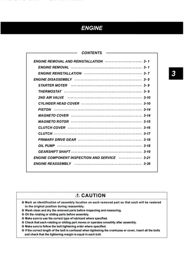 Hyosung GT650 Comet Service Manual (2004) Sample Preview: Factory engine section covering removal, disassembly, inspection and complete reassembly