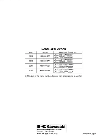 Kawasaki Versys 650 / ABS Mk2 Service Manual (2010-11) Sample Preview