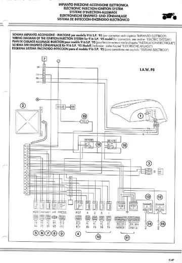 Ducati 748/916 Service Manual (1994-2002) Sample Preview: Factory Weber electronic injection and ignition wiring diagram for 916 Sport Production