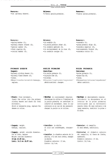 Malaguti F12 Phantom 50 Service Manual (1998) Sample Preview: Minarelli CVT primary sheave and transmission service procedures