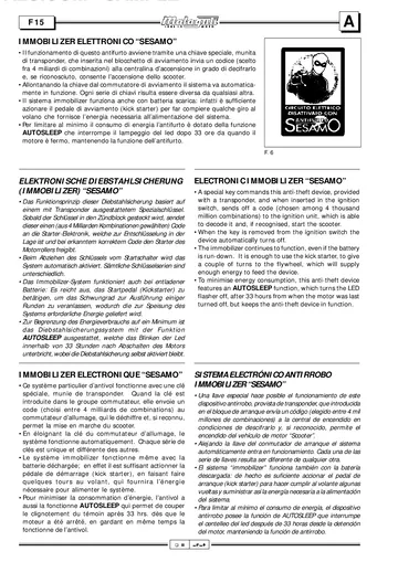 Malaguti F15 FireFox Service Manual (1998) Sample Preview: Sesamo electronic immobilizer operation and transponder-key system