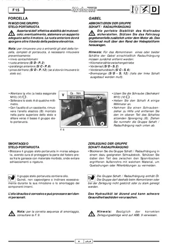 Malaguti F15 FireFox Service Manual (1998) Sample Preview: Front fork removal and suspension service procedures