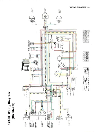 Kawasaki KZ400 / KZ400D Shop Manual (1974–1975) Sample Preview: KZ400 U.S.-model electrical wiring diagram