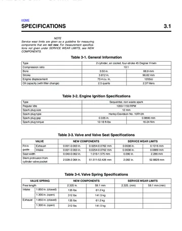 Buell XB12X Ulysses Service Manual (2006) Sample Preview: Factory engine specifications for the 1,203 cm³ air-cooled 45-degree V-twin