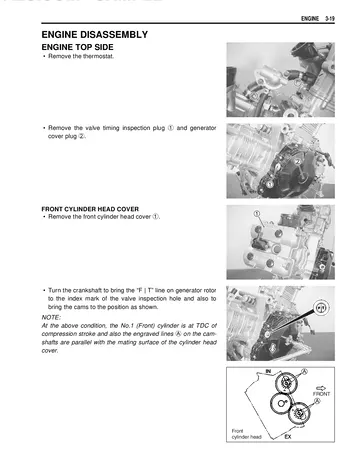 Kawasaki KLV1000 Service Manual (2004) Sample Preview: Engine disassembly procedures and cylinder-head service information