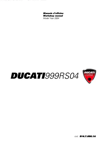 Ducati 999 RS Service Manual (2004) Sample Preview: Ducati Corse factory workshop-manual cover explicitly identifying the 999RS04 and Model Year 2004