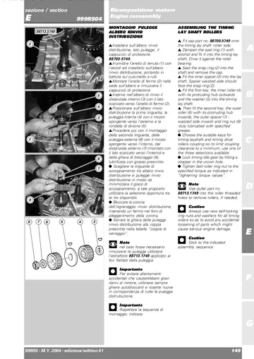 Ducati 999 RS Service Manual (2004) Sample Preview: Factory engine-reassembly procedure for the timing layshaft pulleys with detailed workshop photographs and exploded diagram