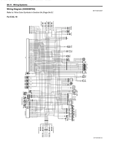 Suzuki GSF650 / GSF650A / GSF650S / GSF650SA / GSX650F Service Manual (2007-2008) Sample Preview: GSX650F K8 factory wiring diagram