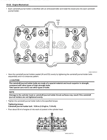 Suzuki GSF1200 / GSF1200S Bandit Service Manual (2006) Sample Preview: Camshaft and cylinder-head engine service procedure
