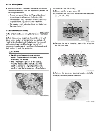 Suzuki GSF1200 / GSF1200S Bandit Service Manual (2006) Sample Preview: Mikuni BSR36 carburetor disassembly and servicing procedure