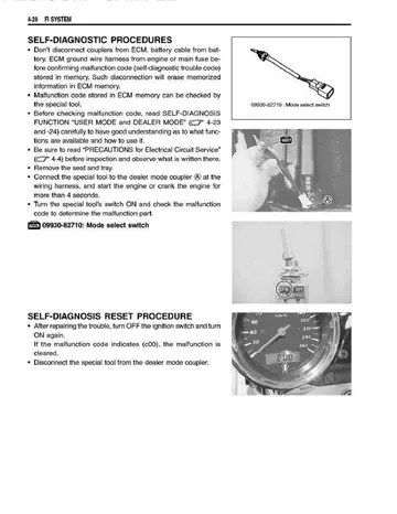 Suzuki GSX1400 Service Manual (2002) Sample Preview: Fuel-injection self-diagnostic procedures and troubleshooting
