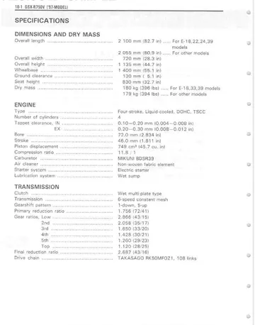 Suzuki GSX-R750 Service Manual (1996-1998) Sample Preview: GSX-R750V 1997 factory specification update