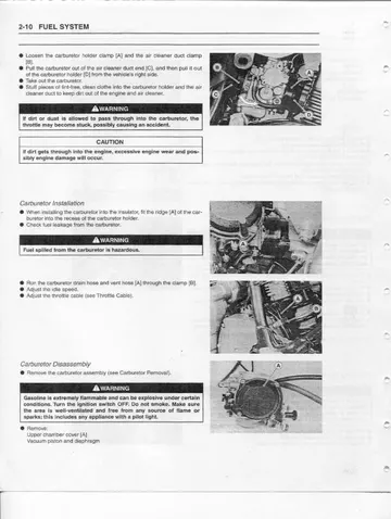 Kawasaki Super Sherpa KL250G/H Service Manual (1997, 1999–2007, 2009) Sample Preview: Carburetor Removal and Disassembly