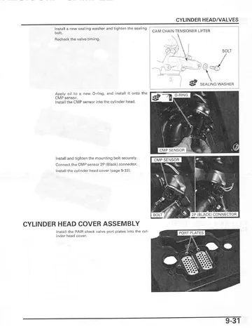 Honda CBR1000RR Fireblade Service Manual (2004) Sample Preview: Cylinder-head and valve service procedure with camshaft and timing-system details