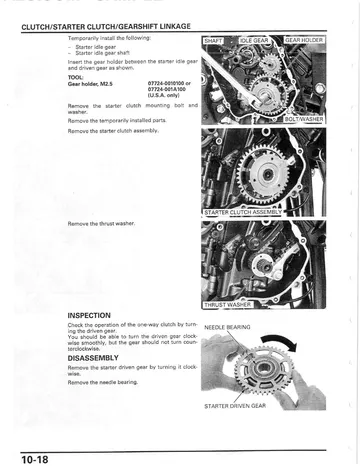 Honda CBR600RR Service Manual (2007-2008) Sample Preview: Starter-clutch removal and inspection procedure with factory special-tool references