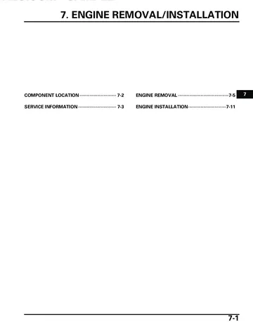 Honda GL1800 / GL1800A Gold Wing Service Manual (2002) Sample Preview: Factory engine removal and installation section for the 1,832 cc flat-six power unit