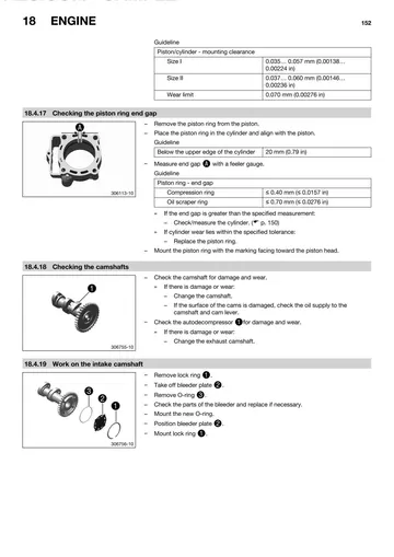 Husqvarna FE 250 Service Manual (2014) Sample Preview: Factory engine inspection procedure covering piston, cylinder and internal engine components
