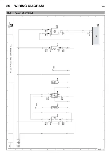 Husqvarna TE 250 / TE 300 Service Manual (2014) Sample Preview: Factory wiring-diagram section for the 2014 TE market variants