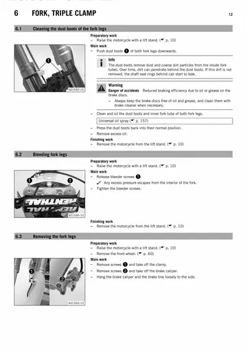 KTM 50 SX / 50 SX Mini Service Manual (2014) Sample Preview: Factory fork and triple-clamp procedures for the 2014 50 SX and 50 SX Mini