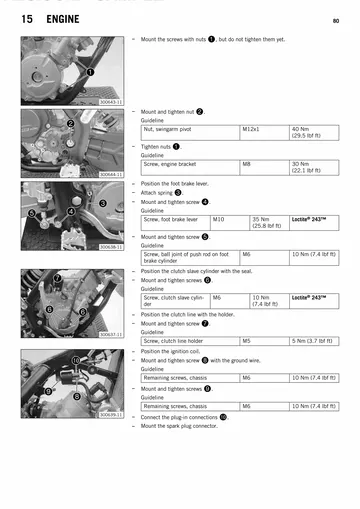KTM 65 SX Service Manual (2014) Sample Preview: Factory engine disassembly section for the 64.85 cc two-stroke