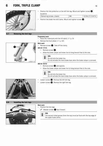 KTM 85 SX Service Manual (2014) Sample Preview: WP 43 mm fork removal, installation and chassis service procedures