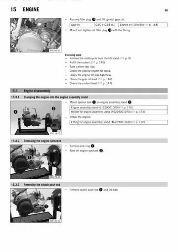 KTM 85 SX Service Manual (2014) Sample Preview: Engine disassembly section covering the 84.93 cc two-stroke powerplant