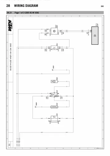KTM 125 EXC / 200 EXC / 200 XC-W Service Manual (2014) Sample Preview: Factory wiring-diagram section for the 2014 200 XC-W USA