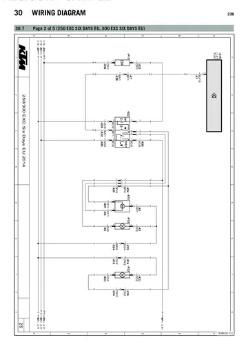 KTM 250 / 300 EXC, XC-W & Six Days Service Manual (2014) Sample Preview: Factory EXC Six Days wiring-diagram section for the 2014 250/300 models