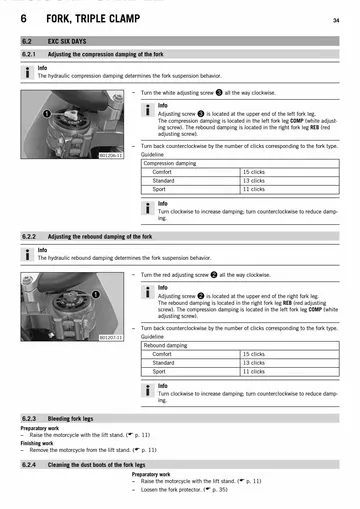 KTM 450 / 500 EXC, XC-W & Six Days Service Manual (2014) Sample Preview: EXC Six Days WP 4860 4CS fork adjustment and dedicated suspension procedures