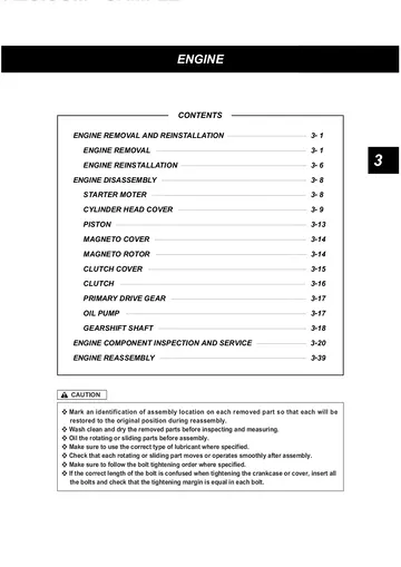 Hyosung Aquila 250 / GV250 Service Manual (2000) Sample Preview: Factory engine section covering removal and complete overhaul procedures