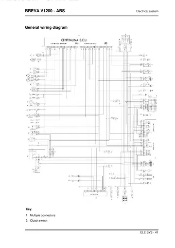 Moto Guzzi Breva V1200 ABS Service Manual (2007-2012) Sample Preview: Complete factory general wiring diagram and electrical-system component key