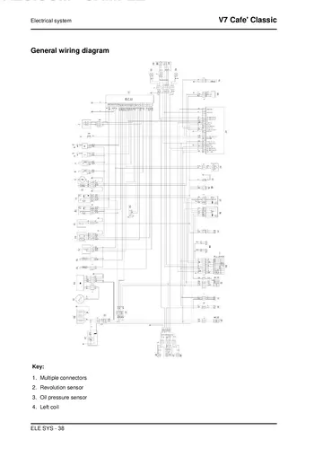 Moto Guzzi V7 Café Classic Service Manual (2009) Sample Preview: Complete factory general wiring diagram for the V7 Café Classic