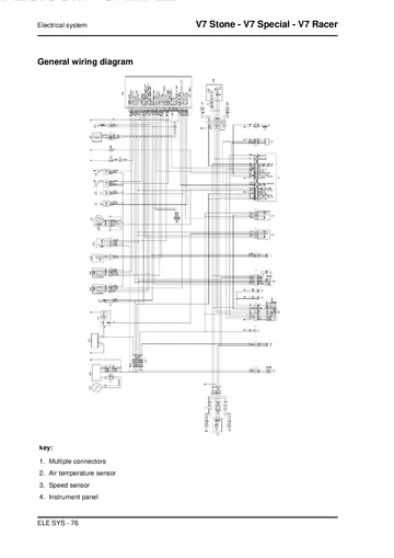 Moto Guzzi V7 Stone, V7 Special & V7 Racer Service Manual (2012) Sample Preview: Complete factory electrical wiring diagram for the V7 Stone, V7 Special and V7 Racer